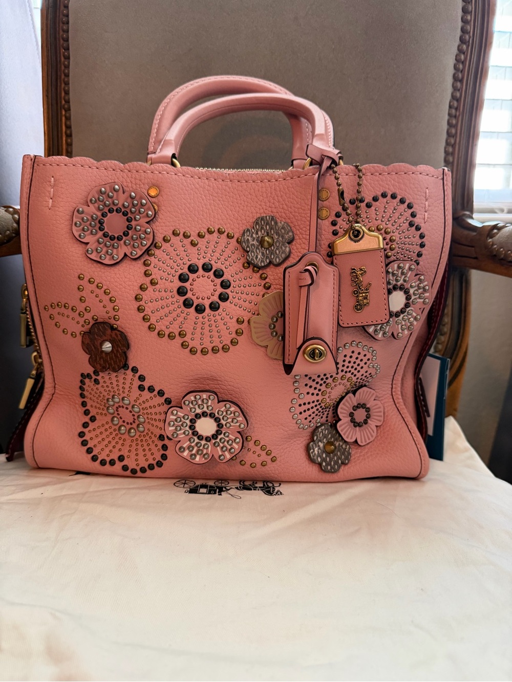 Coach 1941 Rogue Bag 30 Exotic Snakeskin Tea Rose with Rivets in Peony Pink BNWT